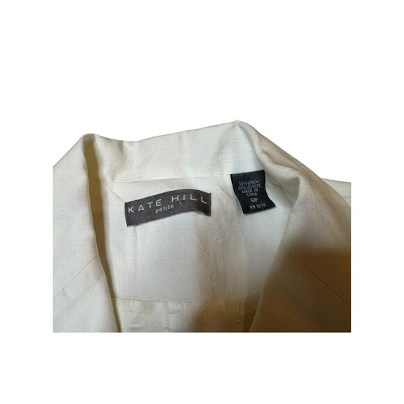 Kate Hill Petite White Dressy Linen & Viscose Button-Up Lined Blazer Size 6P GUC - Picture 3 of 6